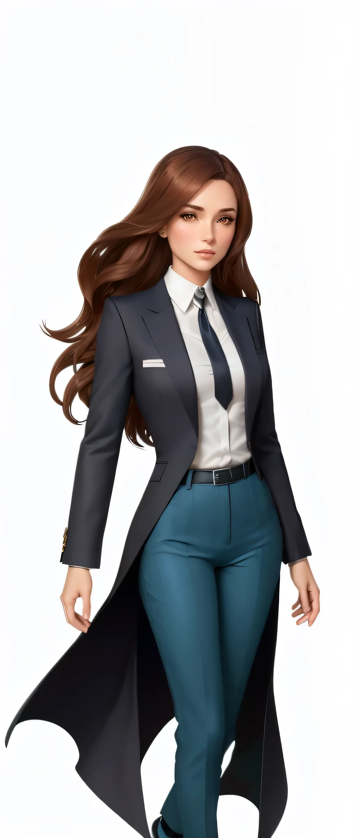 Araffe vestido com terno e gravata posando para uma foto, garota de terno, arte oficial do personagem, Garota de terno, April rendering, arte oficial altamente detalhada, official character illustration, office clothes, arte do personagem, business woman, arte cg de anime suave, arte digital de um elegante, terno de advogado, cushart krenz arte chave feminino