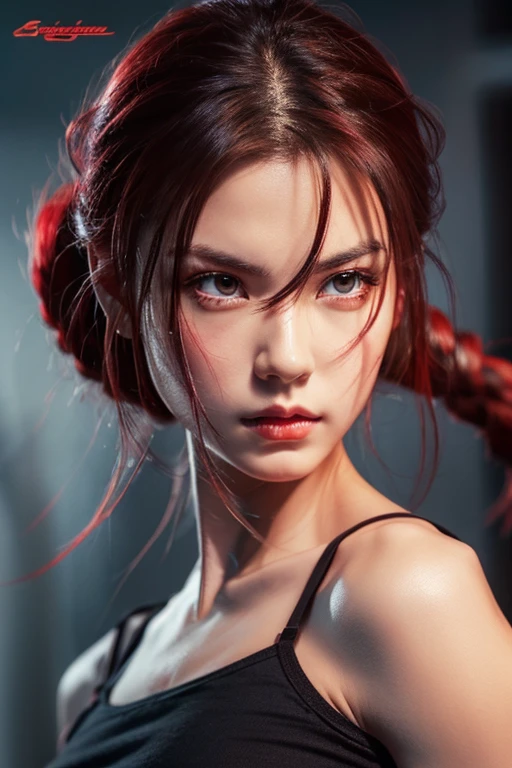 girl Beautiful Skin Aggressive look Muscular Red Eyes Swordsman middle ages