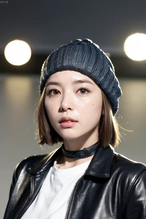 (
(8k:1.27), highest quality, masterpiece, Ultra-high resolution:1.2) beautiful日本人女性の写真
(beautiful:1.1) (Sci-fi warrior woman:1.1) Space Soldier, (Beanie:1.61) (leather jacket:1.21) (choker) (short hair) Complex and elegant, Fantasy, detailed, By Greg Rutkowski and Alfons Mutch『ometric』, Gradient lighting
