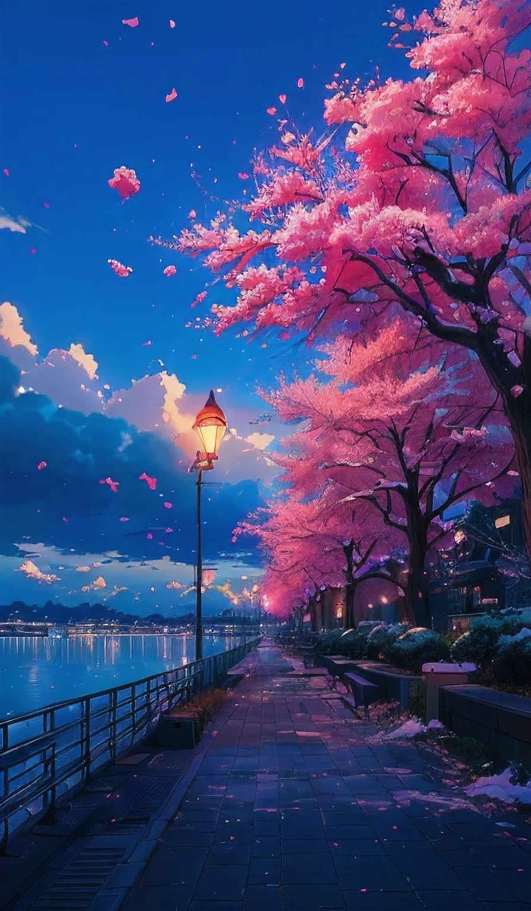 there is a street light that is next to a tree, anime beautiful peace scene, beautiful anime scene, beautiful anime scenery, anime background art, anime art wallpaper 4 k, anime art wallpaper 4k, anime art wallpaper 8 k, beautiful art uhd 4 k, beautiful anime, anime wallpaper 4k, anime wallpaper 4 k, anime scenery, anime landscape wallpaper