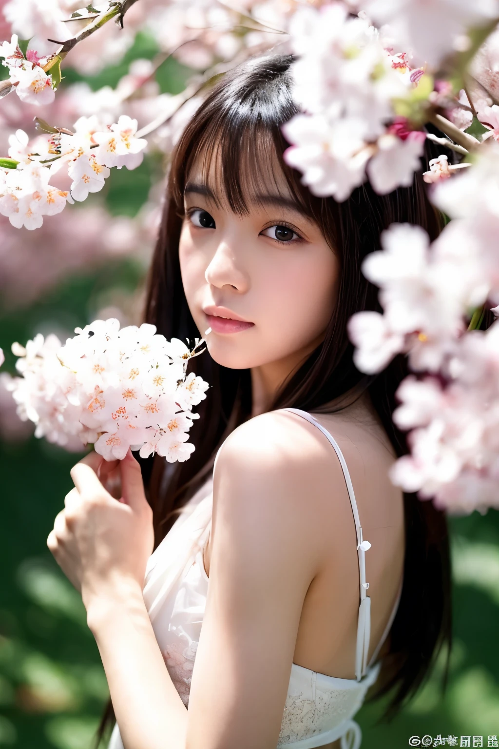 [[[stormの中]]],cherry blossoms、storm、petal、blow off,画像全体にはpetalが舞う。
