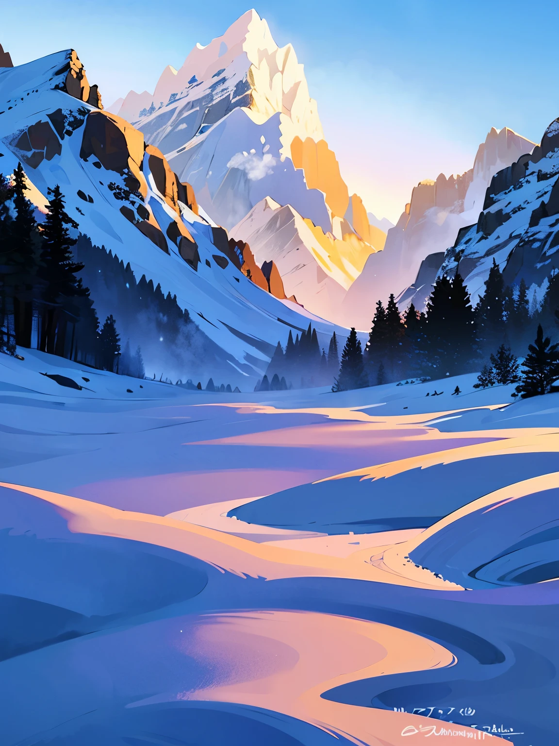 heavy snowstorm,beautiful lighting in the night,((There are no people)),Nobody is here,((there are no artifact)),((Snowy himalayas mountain with a severe snowstorm)),There is no road,No buildings,Nature,High quality,Detailed