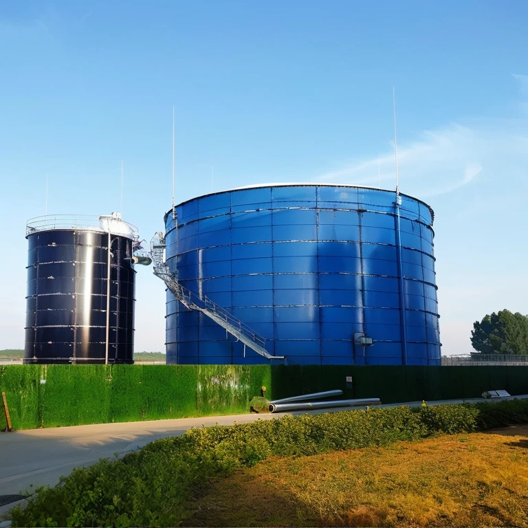 there are two large blue tanks sitting next to each other, watertank, a huge glass tank, water reservoir, silo, biroremediation plant, full - view, zaun, description, by Wen Boren, by Werner Gutzeit, helmond, tanks, tank, by Randy Post, myllypuro water tower, detaild, sha xi