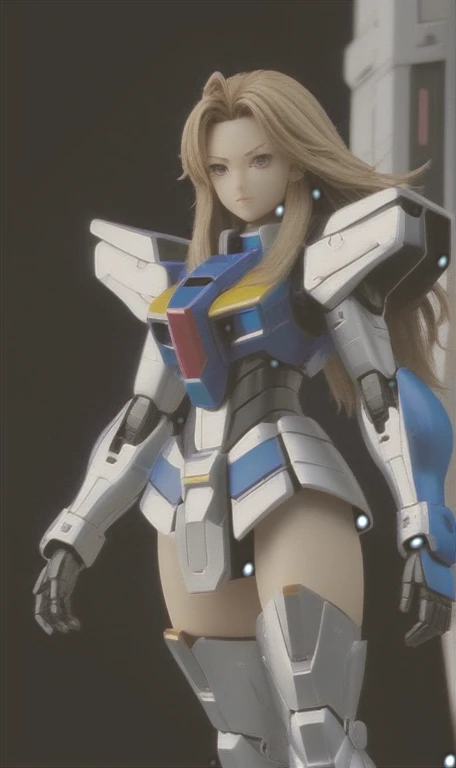 masterpiece, ({1girl is in mache armor with jumping pose, whole body, Long Hair, Short skirt}:1.3), Realistic:2, Intricate details, Very detailed, Amazing textures, 8k, 100000000 Detailed, Gundam\\(rx78\\), armor, whole body,