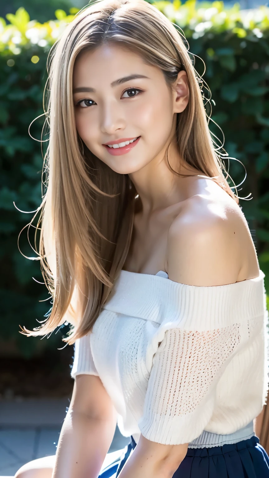 Extravagant girl, long blonde hair, It appears to flow smoothly down your back., Creates a sophisticated and feminine look. Soft to the touch、When exposed to sunlight, it emits a colorful glow.。.

The key element of her image is the blue dress., It emphasizes her elegance、Give her some lightness. The dress hugs her body, Gives the impression of a nymph dancing in the wind.

Her Eyes, Deep and mysterious, It&#39;s as if it&#39;s reflecting the infinite blue of the sky.. Long decorated, black eyelashes, Give her look charm and magic.

She always has a bright smile on her face, people around you々Bring warmth and joy to. She embodies natural charm and warmth..

This girl is truly an inspiration, Prefer an active lifestyle and nature walks. Emanating serenity and harmony, Just like nature itself.(((Japanese)))