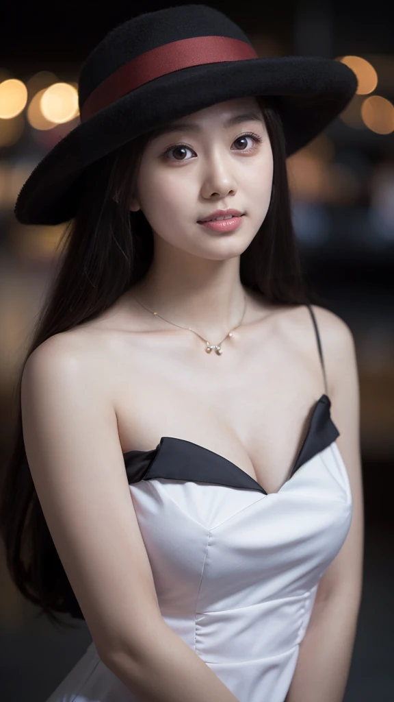最high quality, masterpiece, High Resolution, One Girl, China dress, hat, necklace, jewelry, Beautiful Face, On top of that_body, Tyndall effect, Realistic, Dark Studio, Rim Light, Two-tone lighting, (High resolutionの肌: 1.2), 8K Ultra HD, Digital SLR, Soft lighting, high quality, Volumetric lighting, Frank, photograph, High resolution, 4K, 8k, Bokeh,