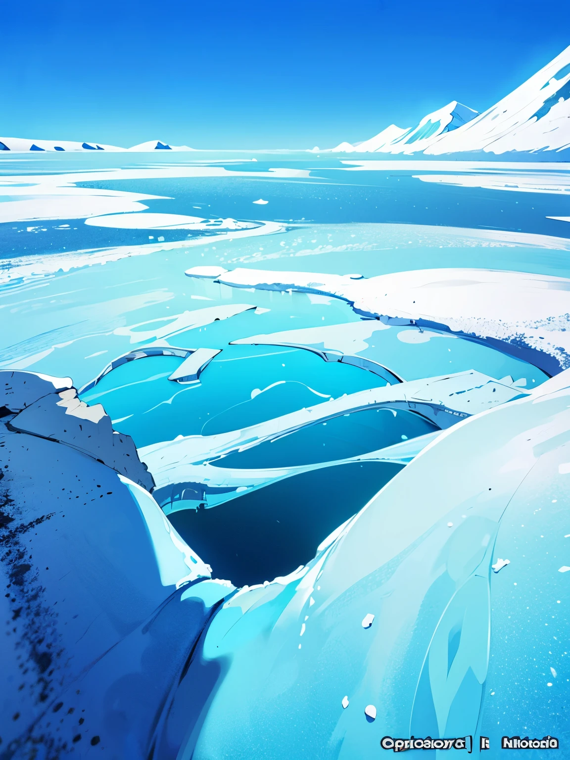 beautiful blue sky,((There are no people)),Nobody is here,((there are no artifact)),((arctic ice field,cracking ice)),There is no road,No buildings,beautiful Nature,High quality,Detailed
