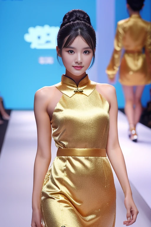 best quality,masterpiece,HD,Clear face,Exquisite face shape,a chinese beauty,Fashion model,Sexy body,Sexy Chinese cheongsam,Catwalk,ditch