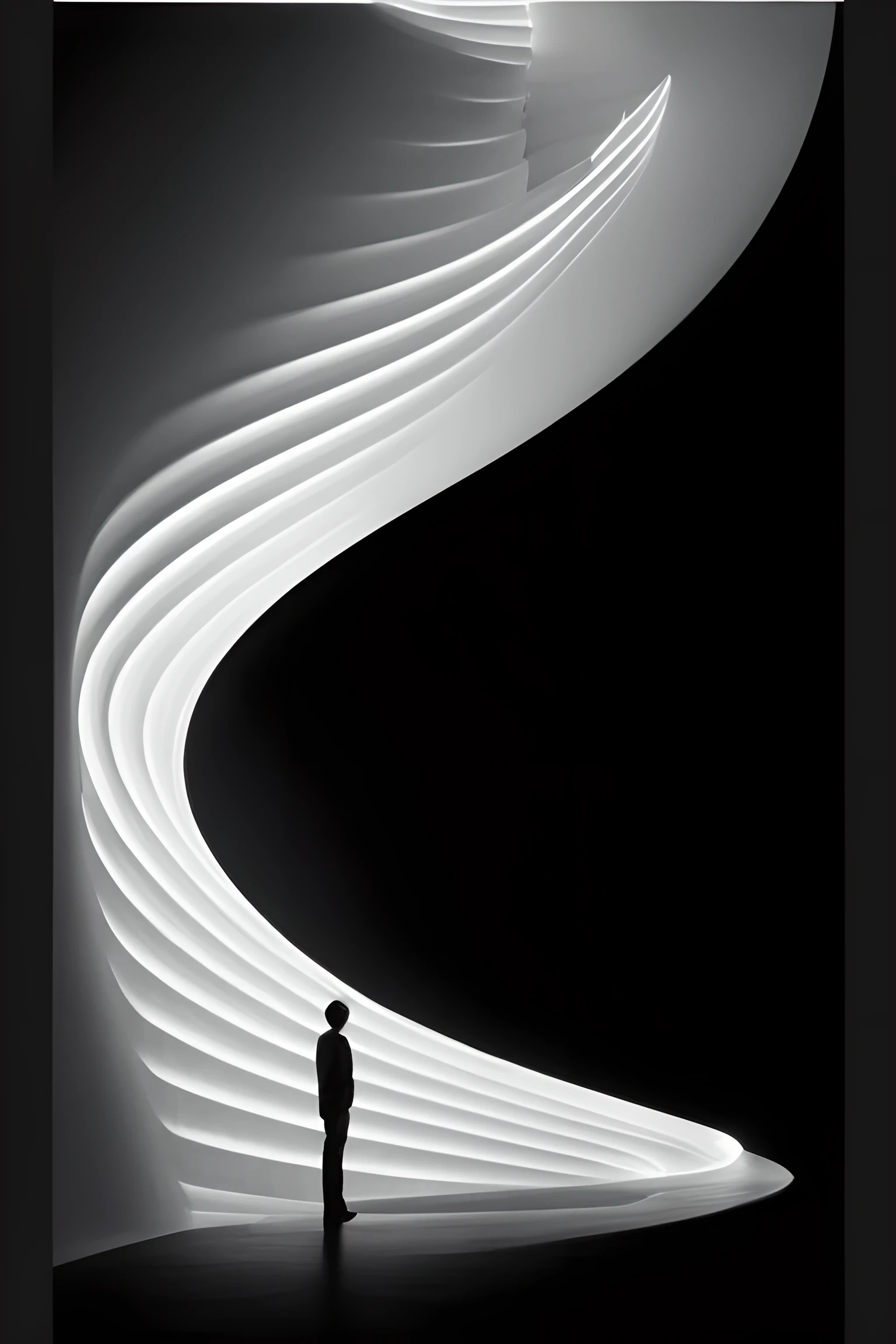 An S-curve，one person，Hiroshi sugimoto，Photo realism, Sharp focus, High level of image quality, high quality，HD，photography，8K，HDR

