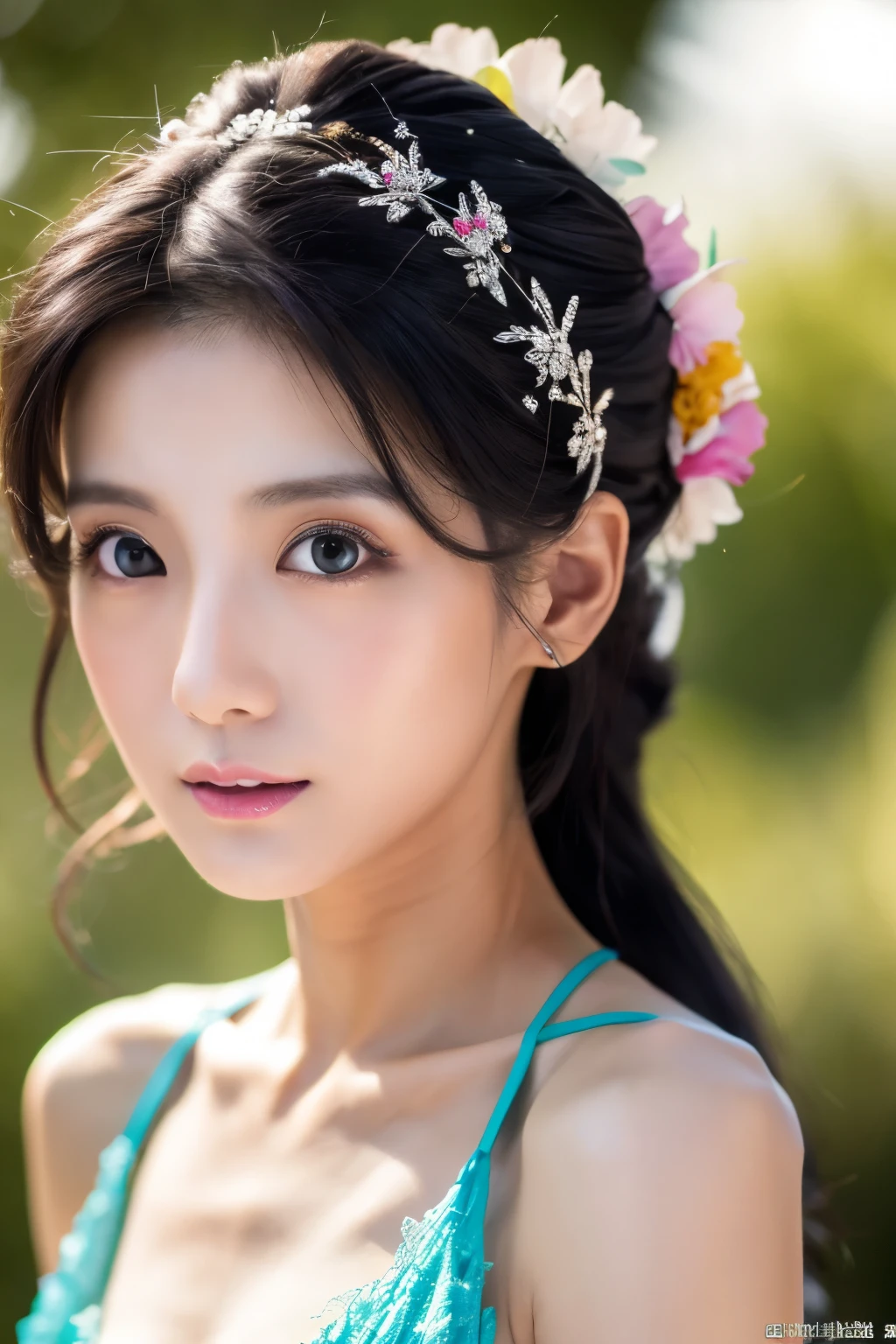 Masterpiece, high quality, high resolution, 8K, Skinny Japanese woman in a costume of Yang Guifei, beautiful face, makeup of Yang Guifei, detailed face, detailed eyes