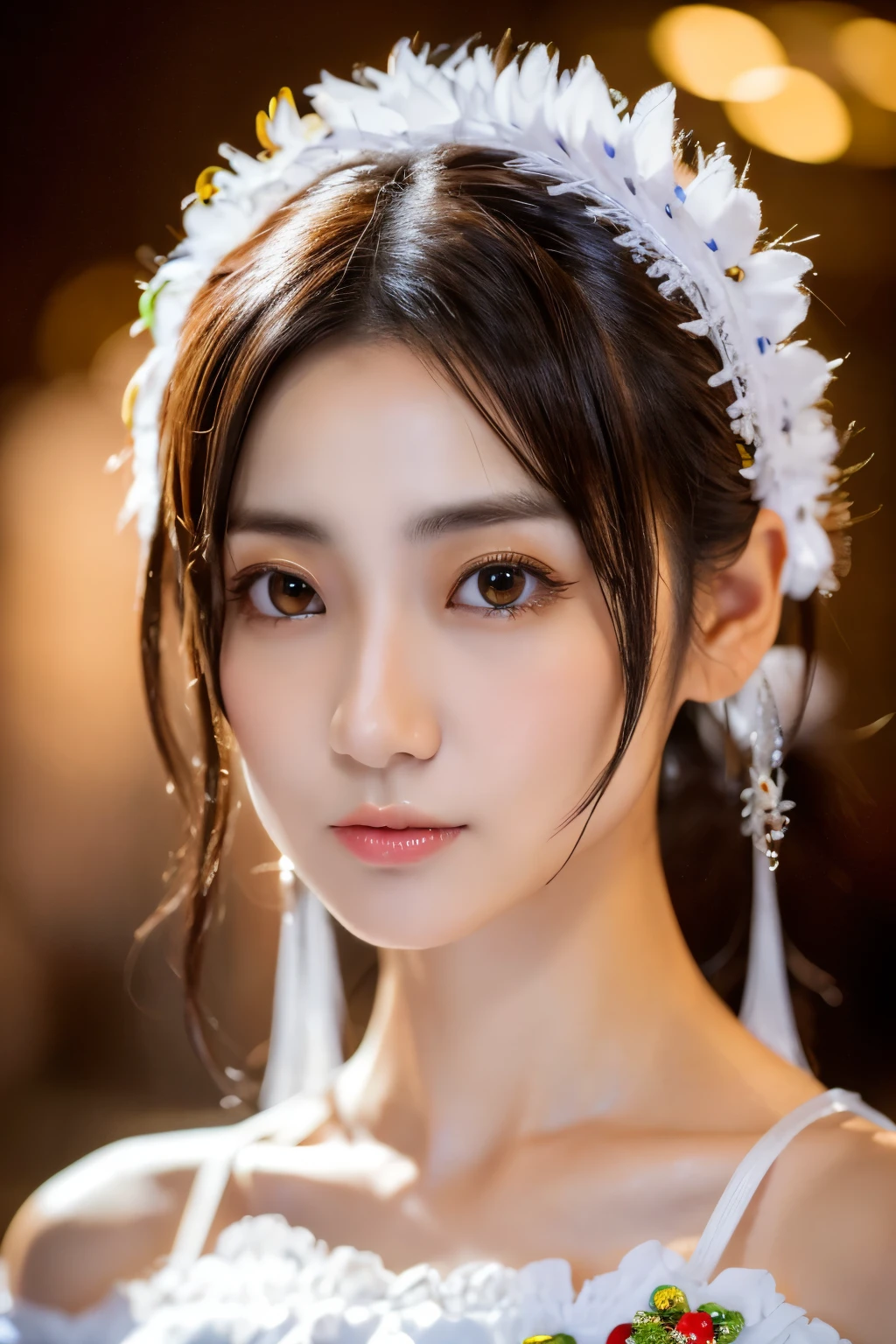Masterpiece, high quality, high resolution, 8K, ((Skinny Japanese woman in a costume of Yang Guifei)), beautiful face, makeup of Yang Guifei, detailed face, detailed eyes