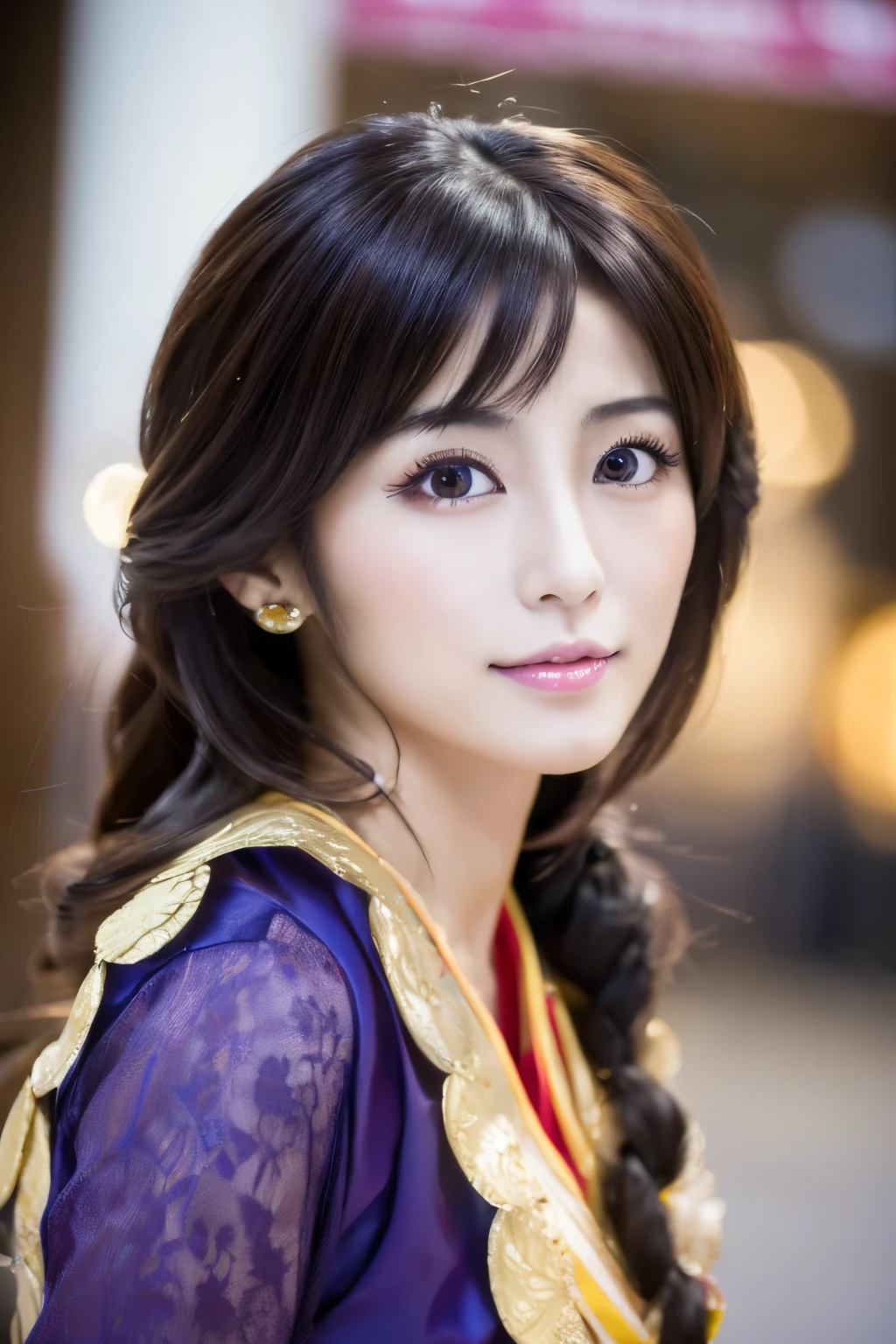 Masterpiece, high quality, high resolution, 8K, ((Skinny Japanese woman in a costume of Yang Guifei)), beautiful face, makeup of Yang Guifei, detailed face, detailed eyes