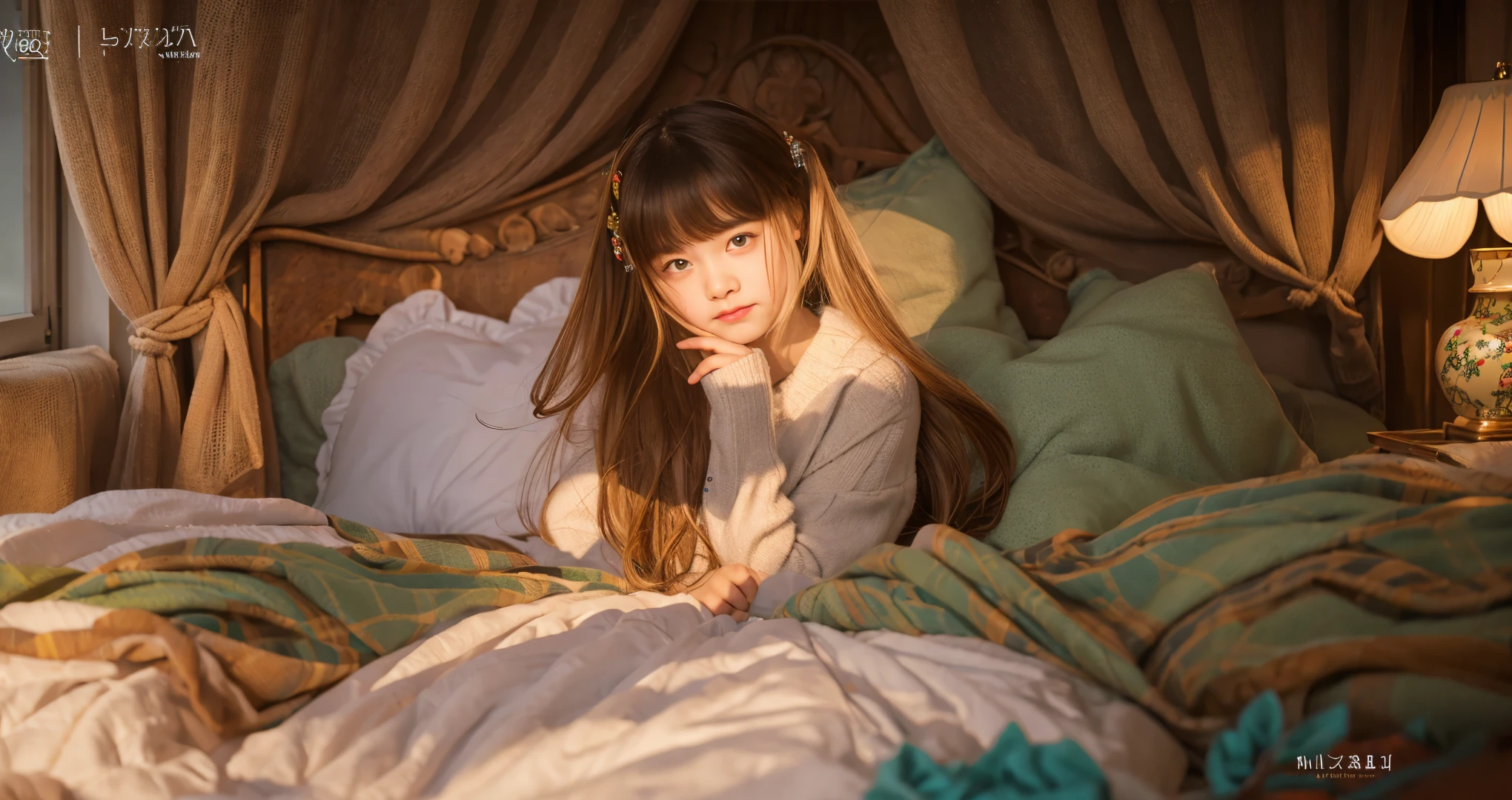 ,highest quality, masterpiece, Highest Resolution, artwork, super それにGet used to it, many Get used to it, Get used to it, それにGet used to it, 3K realistic photos,,((10 year old girls)),Super detailed baby face,They&#39;re both princesses.,detailed luxury tiara,Full-length ball gown dress with hoop skirt,Frilled yoke collar,Fine woven ribbon on chest,Puff sleeves,Long sleeve,((Lolita style hot pink princess satin dress、Lots of frills and ribbons。)),crazy&#39;Colorful Fashion,Shiny silk satin dress,Soft and smooth silk satin fabric,luxury,Very long blonde hair,blue eyes,White skin European,pajamas,((Inside the palace)),Happy dancing princess,Gorgeous flowing dress,Fine white ruffles and lace,Super long hair as long as her body,White long socks,Drawers full of frills,Castle bedroom at night,Super long flowing hair,On the bed,豪華な天蓋付きOn the bed,巨大な広いOn the bed,Frilly pink pillow,Pink silk satin curtains with luxurious ruffles and ribbons surround the bed.,Princess sitting on bed,Pillows piled up behind the princess,Long hair scattered like a fan On the bed,(((Her legs are completely hidden inside the dress.))),((((Round futon)))),((((A large frilly futon that covers the entire bed)))),Detailed comforter,Detailed bed sheets,
