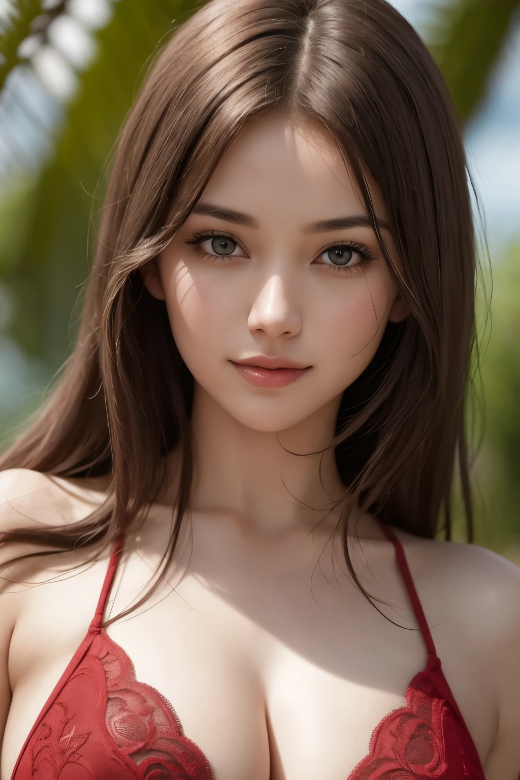 1girls, Sternenauge, flush, Perfekte Ausleuchtung, rotes Haar, Rote Augen, Unreal-Engine, Seitenbeleuchtung, ultra detailliertes Gesicht, 4k, Pony, Strahlende Haut, Einfacher Hintergrund, dunkler Hintergrund, super realistic eyes、fashion model 24 years old, cute, top, highest quality, realistic, Super detailed, finely, High resolution, 8k wallpaper, 1 beautiful woman,, light brown messy hair, wearing a business suit, sharp focus, perfect dynamic composition, beautiful and detailed eyes, thin hair, Detailed realistic skin texture, smile, close-up portrait, model body shape, body shape,cleavage, tropical beach, thin and long legs Translated with DeepL.com (free version), smile, close-up portrait, model body shape, body shape,cleavage, tropical beach, thin and long legs Translated with DeepL.com (free version)