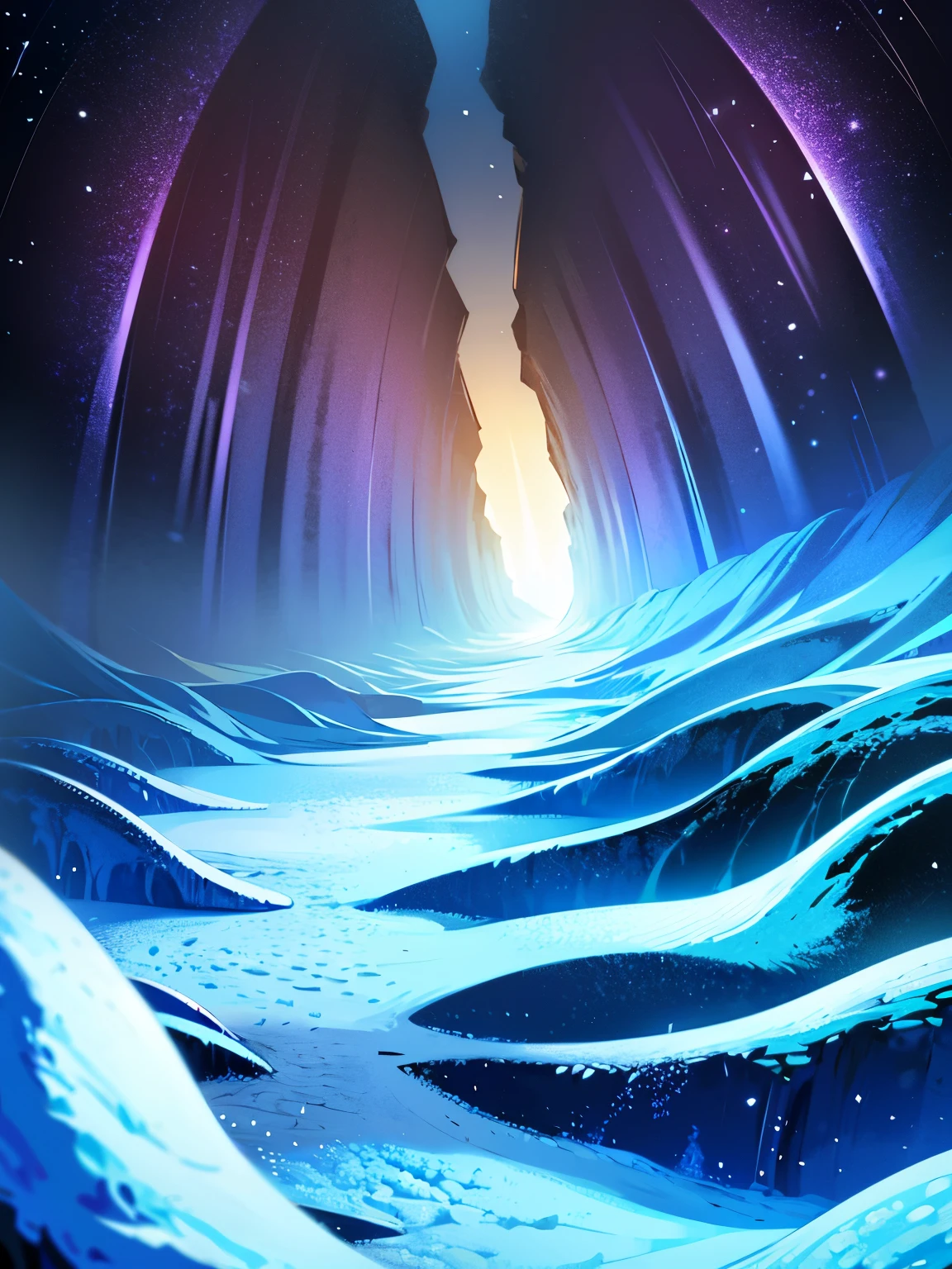 hard blizzard,((There are no people)),Nobody is here,((there are no artifact)),((bottom of a dark crevasse),There is no road,No buildings,beautiful Nature,High quality,Detailed