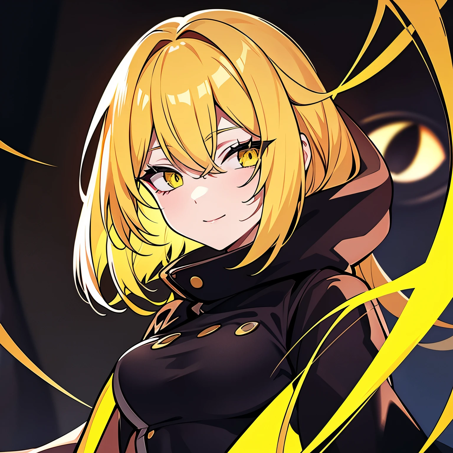yellow hair woman, yellow eyes