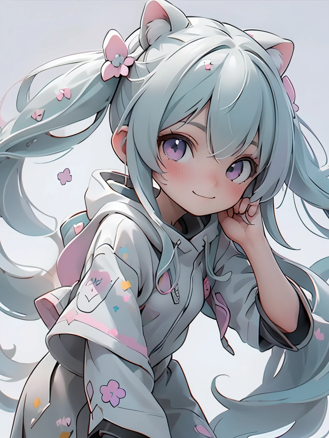 (masterpiece、highest quality、highest quality、Official Art、Beautiful and beautiful:1.2)、(One girl:1.3)Hatsune Miku、Twin tails,Big Breasts,Stickers, Cute Anime Girl, （長いTwin tailsの銀白色の髪）,Purple eyes，Smile，camp site，Teepee，There is only one black cat，In a circle, White Background, Gold-rimmed，simple, Ultra-detailed, Detail view, Vectorized, silhouette, 8k, プロフェッショナルなStickersデザイン, Flat Design, Vector line, Stickers, drawing, drawing, Full HD，Neon Frame，Fluorescent lamp，Transparency，Cute clothes，Outdoor，Sea side