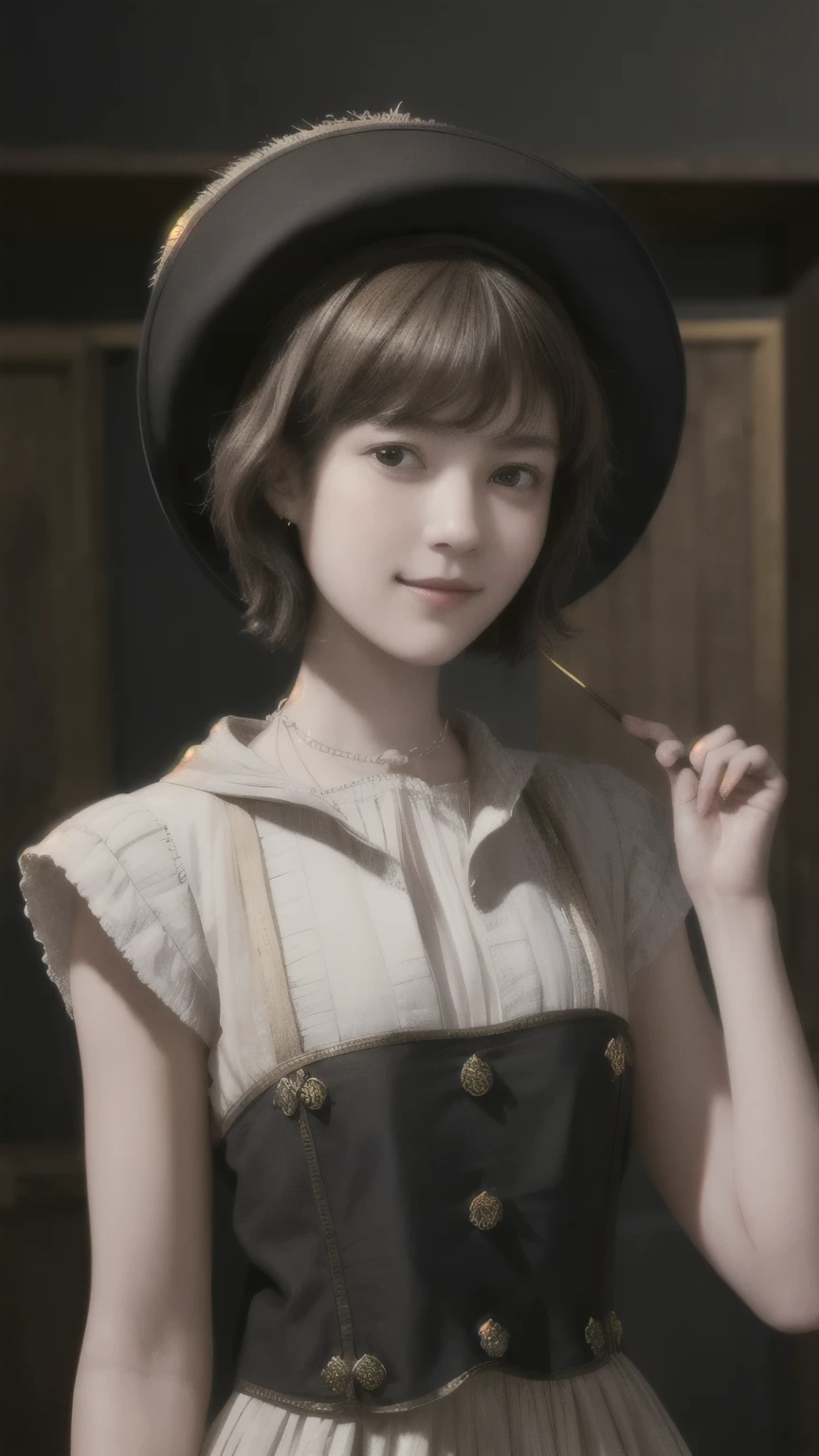 221 Short Hair, 20-year-old woman, A kind smile, (Luxurious stables), (Rembrandt-style painting), (Focus on the face, Written boundary depth)