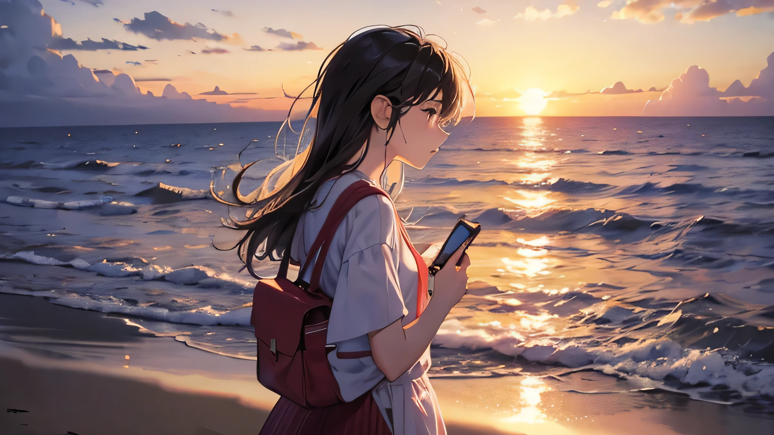 oman、one person、Sunset、Listening to music、Ocean