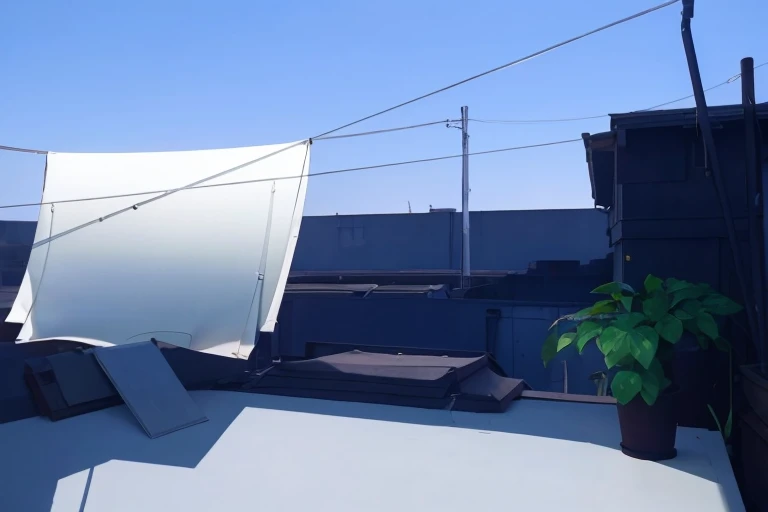 Rooftop,Morning Light,Backlight,morning,castoff,Green plants,Building