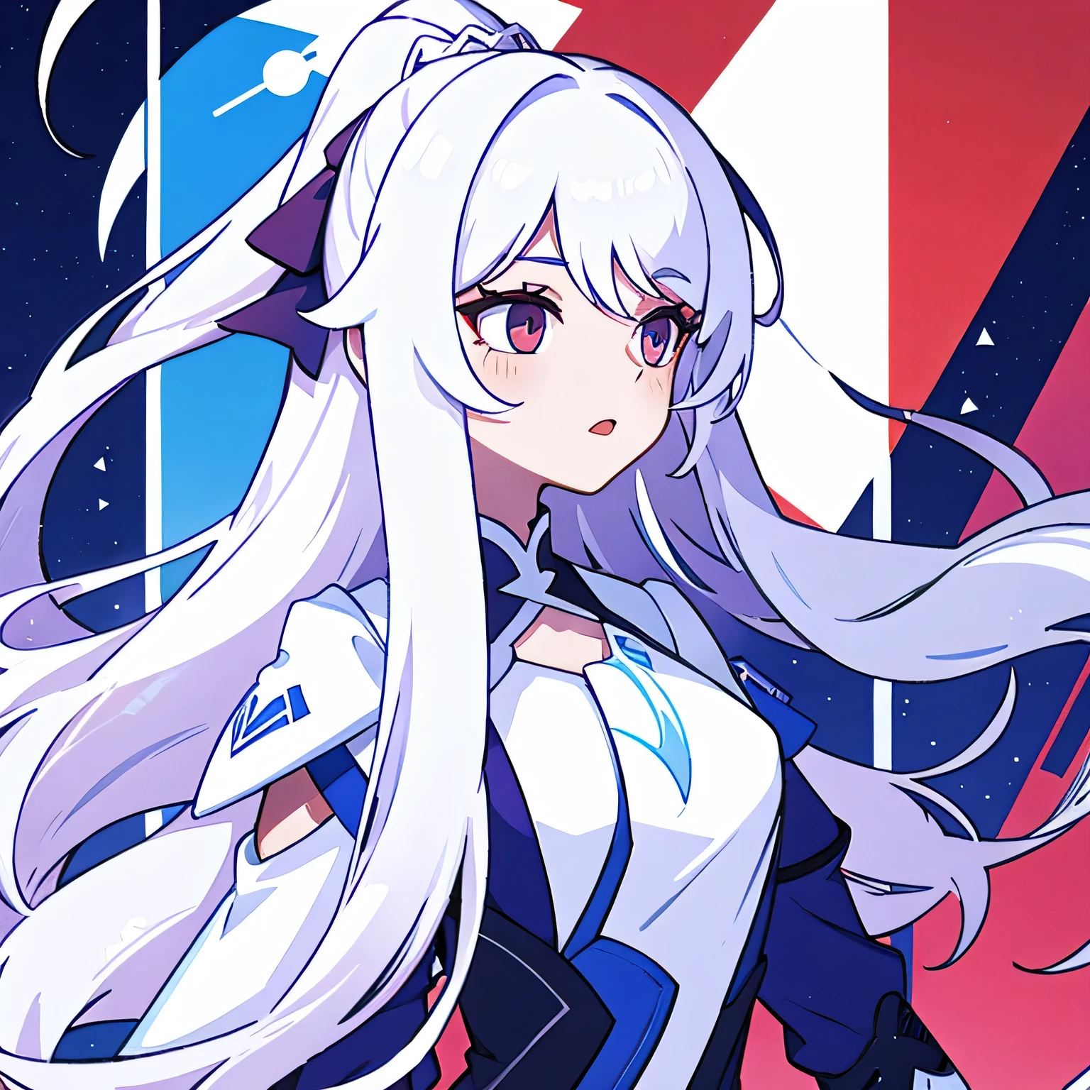 Side face of a girl with long white hair