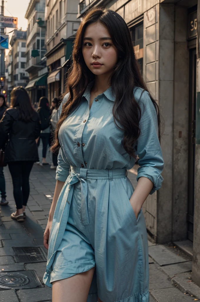 best quality,masterpiece,1girl of a Imaginative Korean Female Page,C
long curly hair,background is paris street,at sunset, using old money outfit, Cel shaded,anaglyph effect,ultra high res,Extremely Detailed Official Unity 8K Wallpapers,ultra high res,ultra high quality,