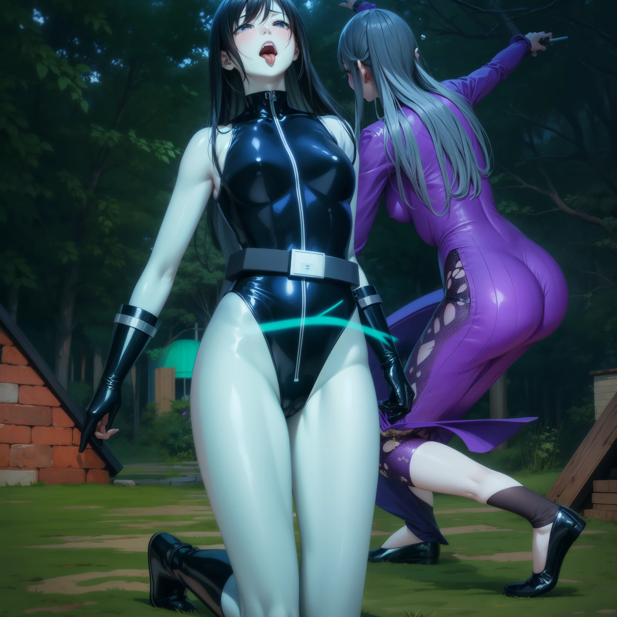 Girl stabbed in the waist by a sword、Close-up of a girl in a black shiny latex suit, Glossy leotard,Saiyan Girl, wonderful, Nano Girl, Female body type, Inspired by Hiromu Arakawa, Anime Manga Robot!! Anime Girls, Fubuki, Full Body Suit, by Hiromu Arakawa, , wonderful, silk, Beautiful and attractive anime teen, Anime Girls of the future, tears,Drooling,Pee,Sweat,Ahegao,Tongue out,Droolingを垂らしている,Mouth open and tongue out,Sticking out your tongue and drooling,Estrus,Nipple Pochi,Eyes wide open,Estrus!!!,Blushing,Drooling with excitement,Droolingが垂れている,垂れたDroolingが胸についている,I feel sexual,Excited,Nipples are erect,Face is hot,Joy,Lust!!!,Lustして舌を出している,Lustして涎を垂れ流している,Sticking out his tongue,Ahegaoで舌を出している,Tongue out!!!,Tongue out!!!,Tongue out!!!,Tongue out!!!,Tongue out!!!,Tongue out!!!,Mouth wide open and tongue sticking out,Drooling from the mouth,Drooping tears,Drooping tearsがおっぱいについている,Chest,Nipple Emphasis,腋にSweat染み,股間にSweat染み,胸元に大量のSweat,滝のようなSweat、incontinence、Leaking urine