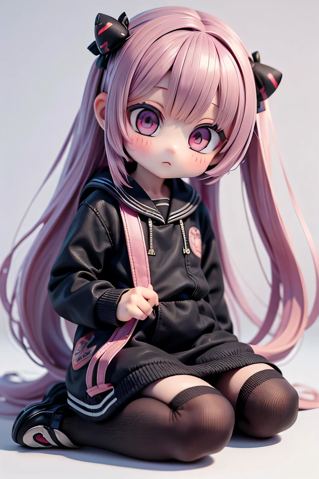Photorealistic、Anime characters（Chibi Girl、The lines are thick、Deformed）、(((I&#39;m dancing)))、On the table、cute、alone