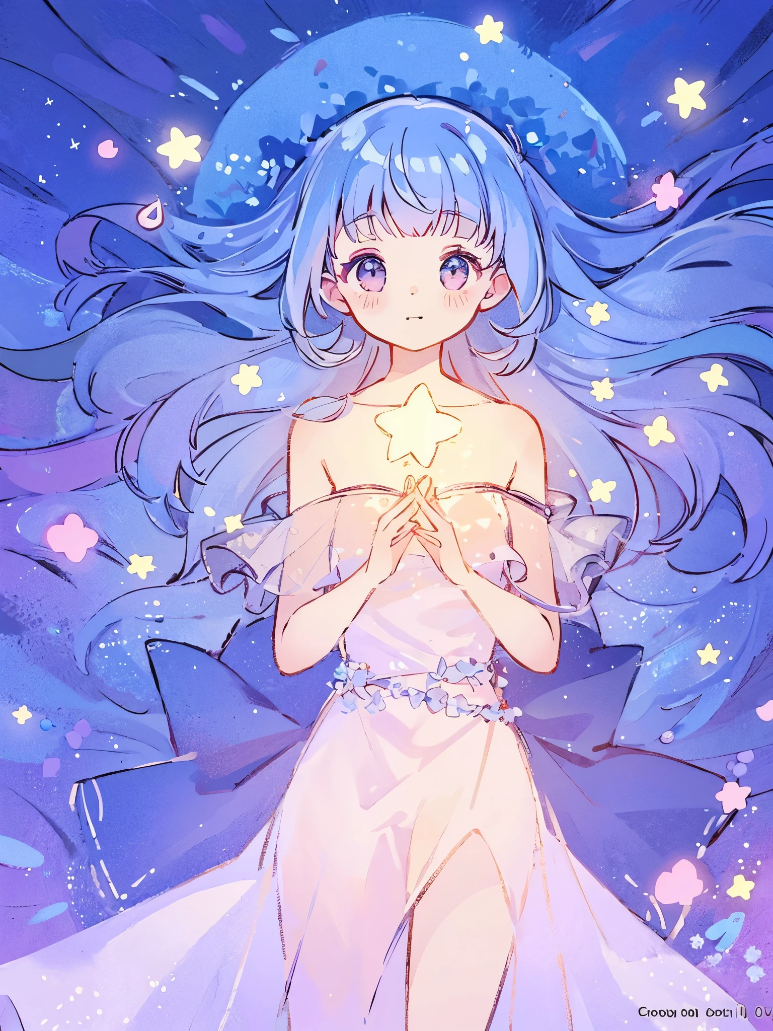 complex background, wishing star background, a woman wearing an ethereal mystical pink translucent dress that reflects the stars, perfume promo art, mystic, complex drawing, highly detailed, Covergirl brand, promo art, artistic rendition, ethereal, starry night, midjourney style