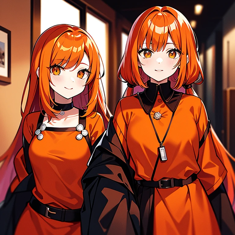 orange hair woman, orange eyes