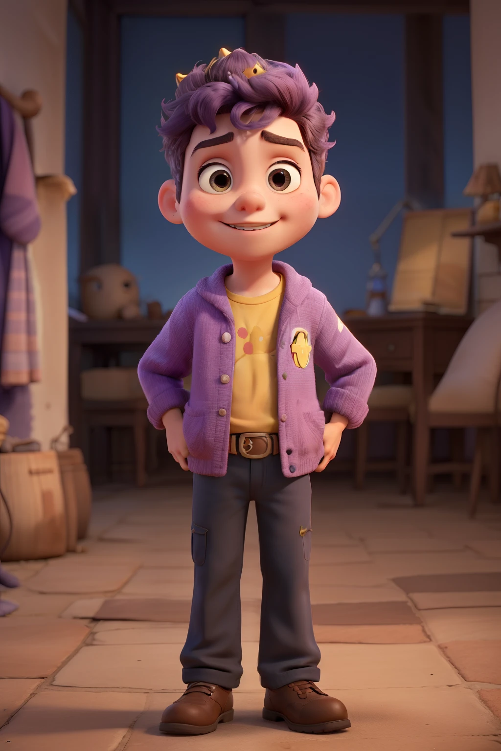 menino, cap, art pixar, disney, light lilac outfit, roupa branca, crown on head