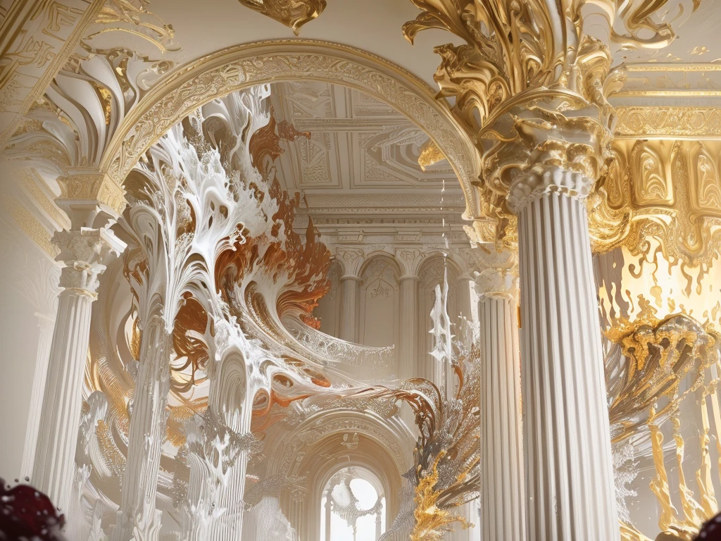 There is a very large red object in the middle of a dark background, 3 d Fluid simulation render, chaotic swirling ferrofluids, rendered in houdini, houdini Fluid simulation, Epic 3D Abstract Model, Fluid simulation in houdini, Fluid simulation, rendered in maya and houdini, rendered, black Fluid simulation, intricate artwork. Octane render