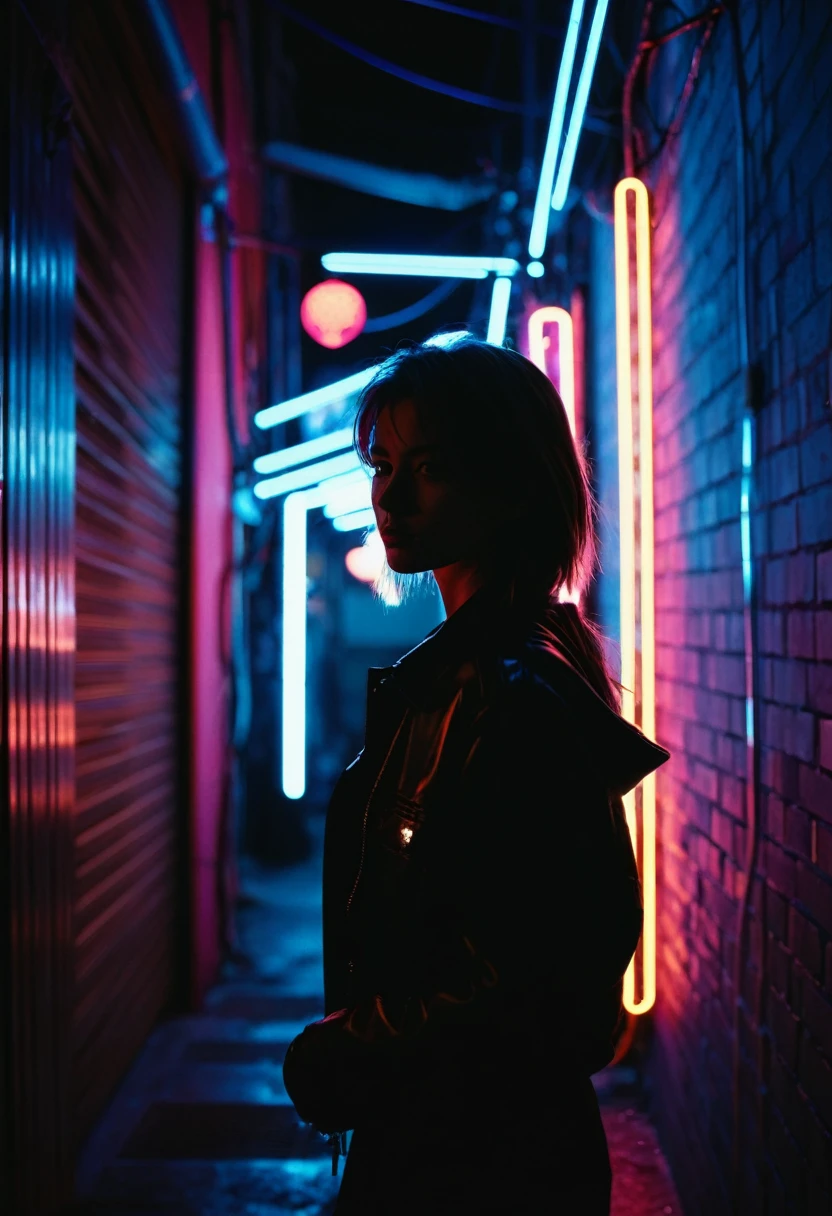 In a legendary haunted alley, a woman dressed in vintage clothing seems to be waiting for something. The colors are mainly composed of dark alleys and bright colors of women's clothing, with light and shadow creating a mysterious atmosphere. The details are reflected in the expressions of women and the surrounding ancient buildings.