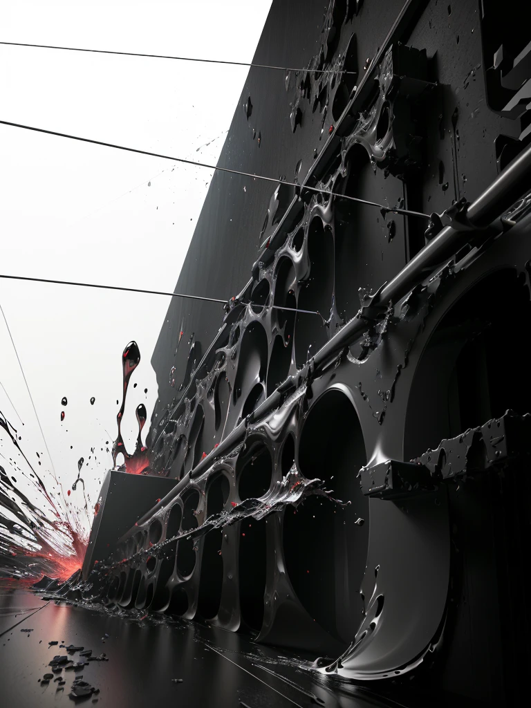 There is a very large red object in the middle of a dark background, 3 d Fluid simulation render, chaotic swirling ferrofluids, rendered in houdini, houdini Fluid simulation, Epic 3D Abstract Model, Fluid simulation in houdini, Fluid simulation, rendered in maya and houdini, rendered, black Fluid simulation, intricate artwork. Octane render