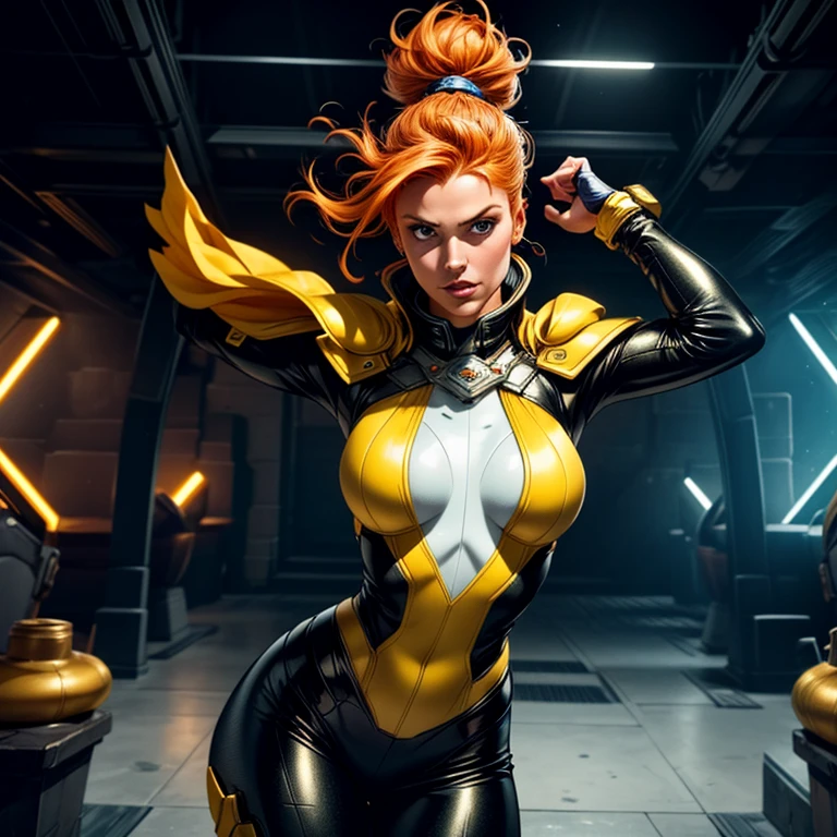 1 beautiful ginger women, with meticulously detailed bodies, clad in intricately designed space pirate attire. Their long foam pants and puffy jackets sway gently in the wind. Above their heads, an array of IPA Awards gleam, signifying their masterpiece status in the art world. Permanent lighting bathes their forms in a stunning, chromatic aberration, enhancing every curve and texture. The gritty foam on their ternos adds an element of excitement and energy. Ambient occlusion plays with shadows, creating depth and contrast. Lights flicker, casting sharp focus and contrast onto their faces, highlighting their features distinctly.Better backlight adds drama
