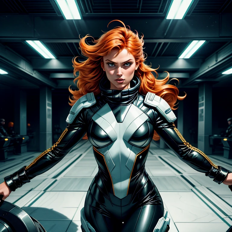 1 beautiful ginger women, with meticulously detailed bodies, clad in intricately designed space pirate attire. Their long foam pants and puffy jackets sway gently in the wind. Above their heads, an array of IPA Awards gleam, signifying their masterpiece status in the art world. Permanent lighting bathes their forms in a stunning, chromatic aberration, enhancing every curve and texture. The gritty foam on their ternos adds an element of excitement and energy. Ambient occlusion plays with shadows, creating depth and contrast. Lights flicker, casting sharp focus and contrast onto their faces, highlighting their features distinctly.Better backlight adds drama
