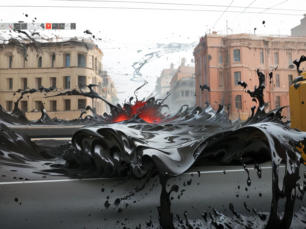There is a very large red object in the middle of a dark background, 3 d Fluid simulation render, chaotic swirling ferrofluids, rendered in houdini, houdini Fluid simulation, Epic 3D Abstract Model, Fluid simulation in houdini, Fluid simulation, rendered in maya and houdini, rendered, black Fluid simulation, intricate artwork. Octane render