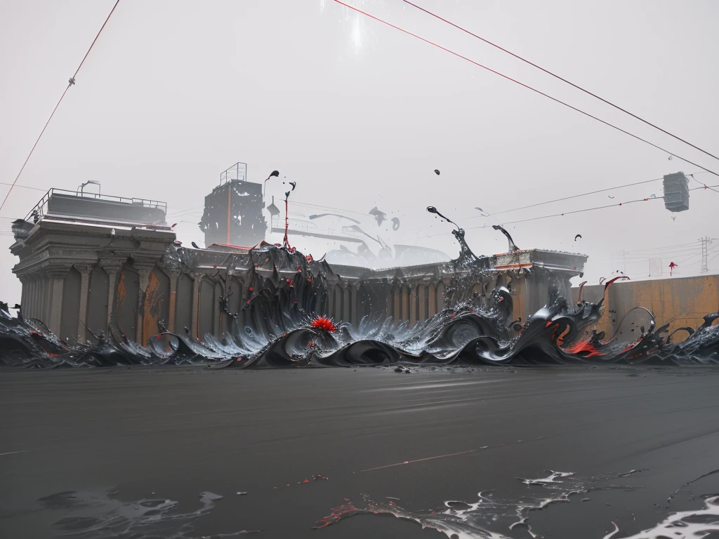 There is a very large red object in the middle of a dark background, 3 d Fluid simulation render, chaotic swirling ferrofluids, rendered in houdini, houdini Fluid simulation, Epic 3D Abstract Model, Fluid simulation in houdini, Fluid simulation, rendered in maya and houdini, rendered, black Fluid simulation, intricate artwork. Octane render