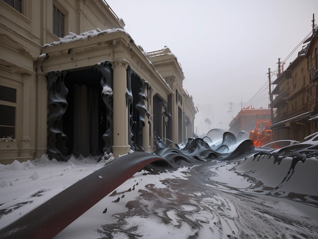 There is a very large red object in the middle of a dark background, 3 d Fluid simulation render, chaotic swirling ferrofluids, rendered in houdini, houdini Fluid simulation, Epic 3D Abstract Model, Fluid simulation in houdini, Fluid simulation, rendered in maya and houdini, rendered, black Fluid simulation, intricate artwork. Octane render