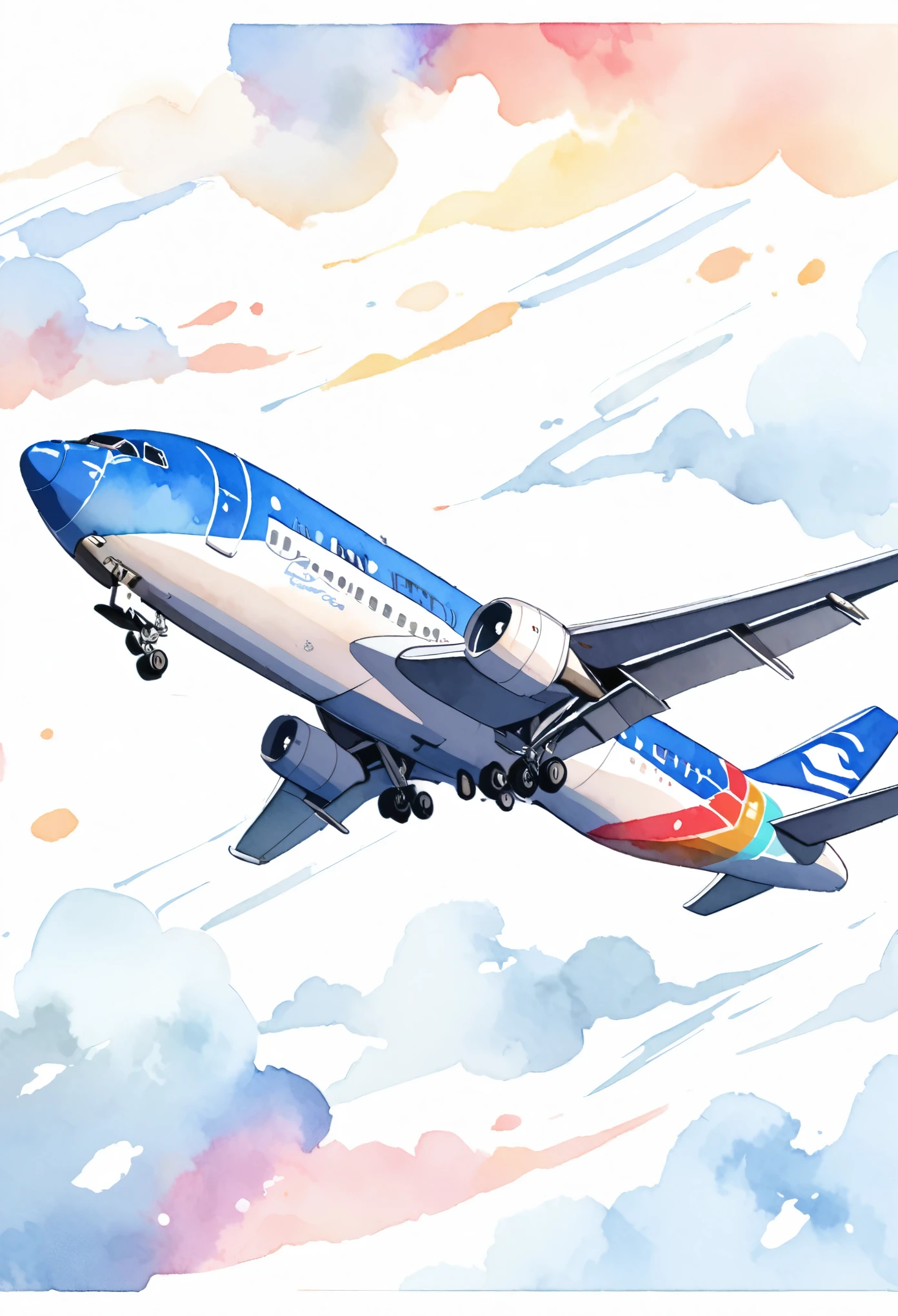 Watercolor pattern airliner