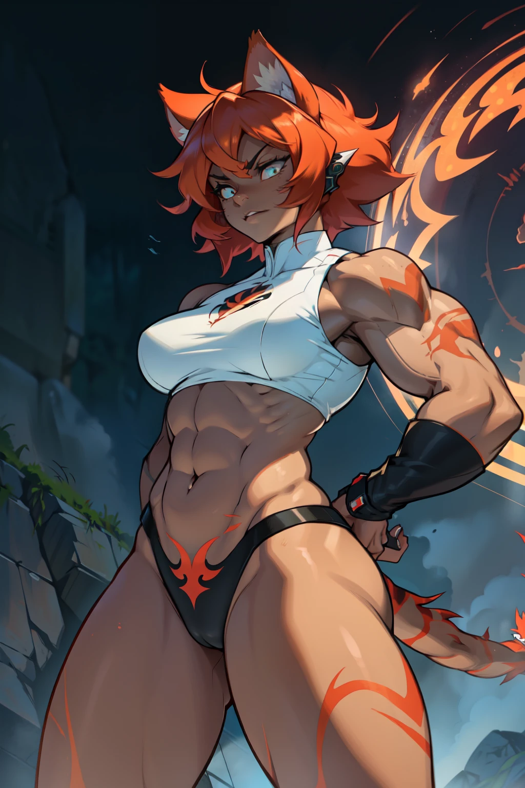 Thundercats (Female) Fusion Predator:
In an extraordinary intersection of worlds, a female Thundercat warrior undergoes a remarkable transformation. Her sleek Thundercats' body morphs into an awe-inspiring fusion with that of a Predator female.
The Thundercat's body acquires the Predator's signature dark, scaled skin adorned with intricate patterns. Her eyes glimmer with a fierce red glow, mirroring the Predator's hunter's vision. A long, sharp tail extends from her lower back, replacing the traditional Thundercats' whip-like tail.
Her arms and legs