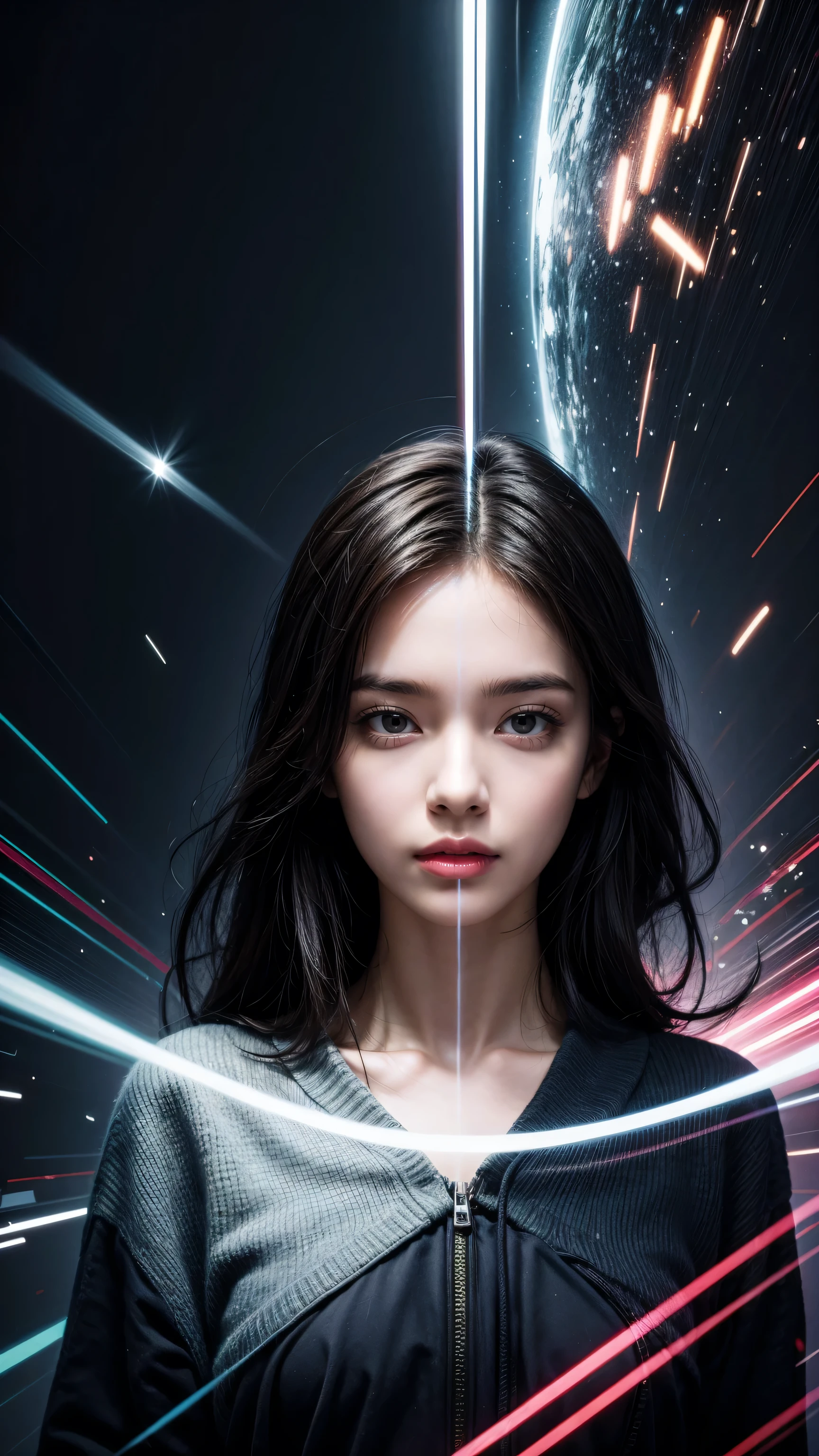 (masterpiece, top quality, best quality, official art, Beautiful and beautiful:1.2), 1 Girl, glitch art, (Digital Distortion), Pixelate fragments, Data corruption,Colored Noise, Visual confusion,Contemporary Aesthetics