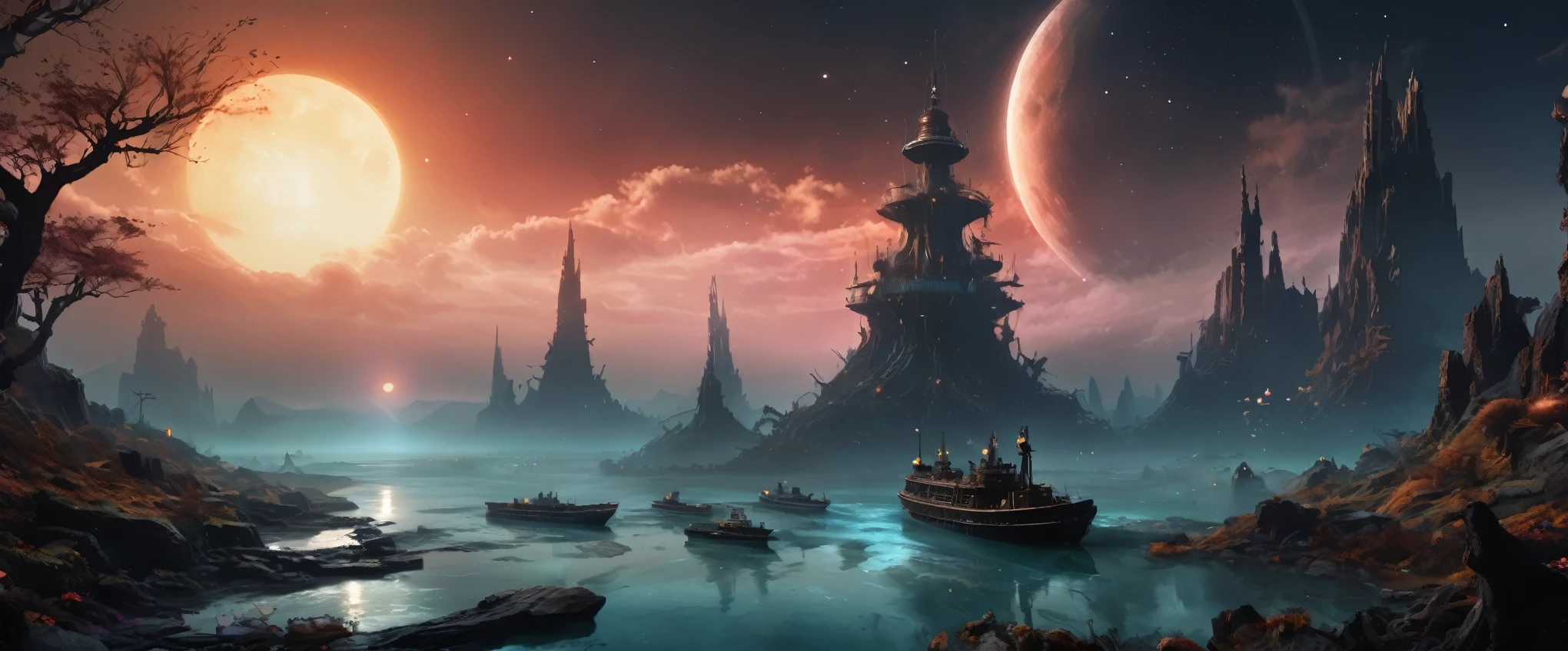 old world world after nuclear war,Intricate and detailed very old clockwork mechanical obsidian alien, (intricate mech details, ground level shot, polished metal, sci-fi, futuristic, Photorealistic, Cinematic, Hyperrealistic, hyperdetailed, splash art, intricately detailed, color depth, colorful background, a masterpiece, 8k resolution, dark fantasy concept art, dynamic lighting,Artstation, deep color, volumetric lighting,full body length,Quartz Lepidolite babygirl in national dress,pretty face,full body shot,ominous landscape,Fluorite chrysocolla atmosphere,by art Simon Stalenhag,Nicola Samori,Wangechi Mutu,prime colors,extremely detailed,masterpiece,intricate details,faded,eyes extremely detailed, high detailed eyes,4k resolution,RAW, Nikon Z9,scary town,full body length,Stone Forest in Yunnan Province of China,ultra-detailed,dark and eerie atmosphere, ethereal presence, hauntingly beautiful, ghostly figures, swirling mists, supernatural entities, demonic essence, shadowy forms, eerie whispers, sinister aura, hauntingly pale skin, dark and twisted branches, flickering candlelight, macabre elements, mysterious and enigmatic, spectral apparitions, gothic art style, hauntingly captivating, spectral realm, hauntingly melancholic, otherworldly beauty, ethereal glow, hauntingly haunting, chilling and atmospheric, eerie and ominous lighting,Impresionismo，starlight color，Fantastic abandoned Ethereal atmosphere，otherworldly charm，Mystic aura，Glowing flowers，floating petal，majestic vines，Glowing Leaves，with a calm expression，Complicated details，Exquisite features，petals in her hair，Light of the sky，harmonious colorystic energy，Surreal atmosphere，Amazing Cleavage，Sublime art，vibrant tones，captivating creationAfter the war，Maritime city，sense of science and technology，The city of the future，Spaceship wreckage，There are giant ships in the sea，Beautiful woman overlooking the ruined city

