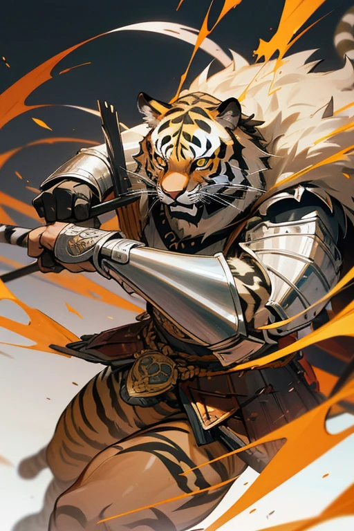 Animal tiger、 Fine Armor, Intricate Design, Silver, silk, 8k.sharp、View your viewers、Absolutely strong、Siberian Tiger、