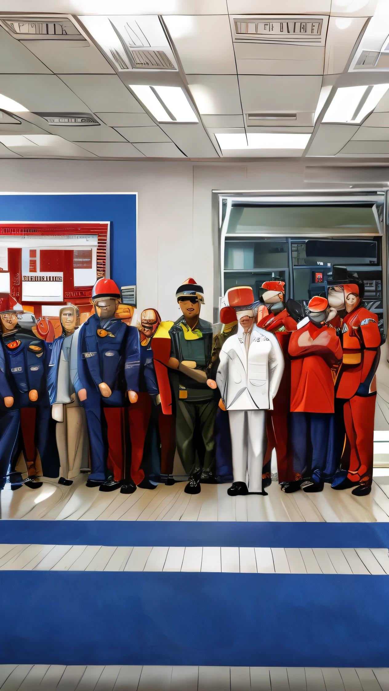 an image with workers, doctors, police, firefighters, military, nurses, teachers, engineers for Workers' Day