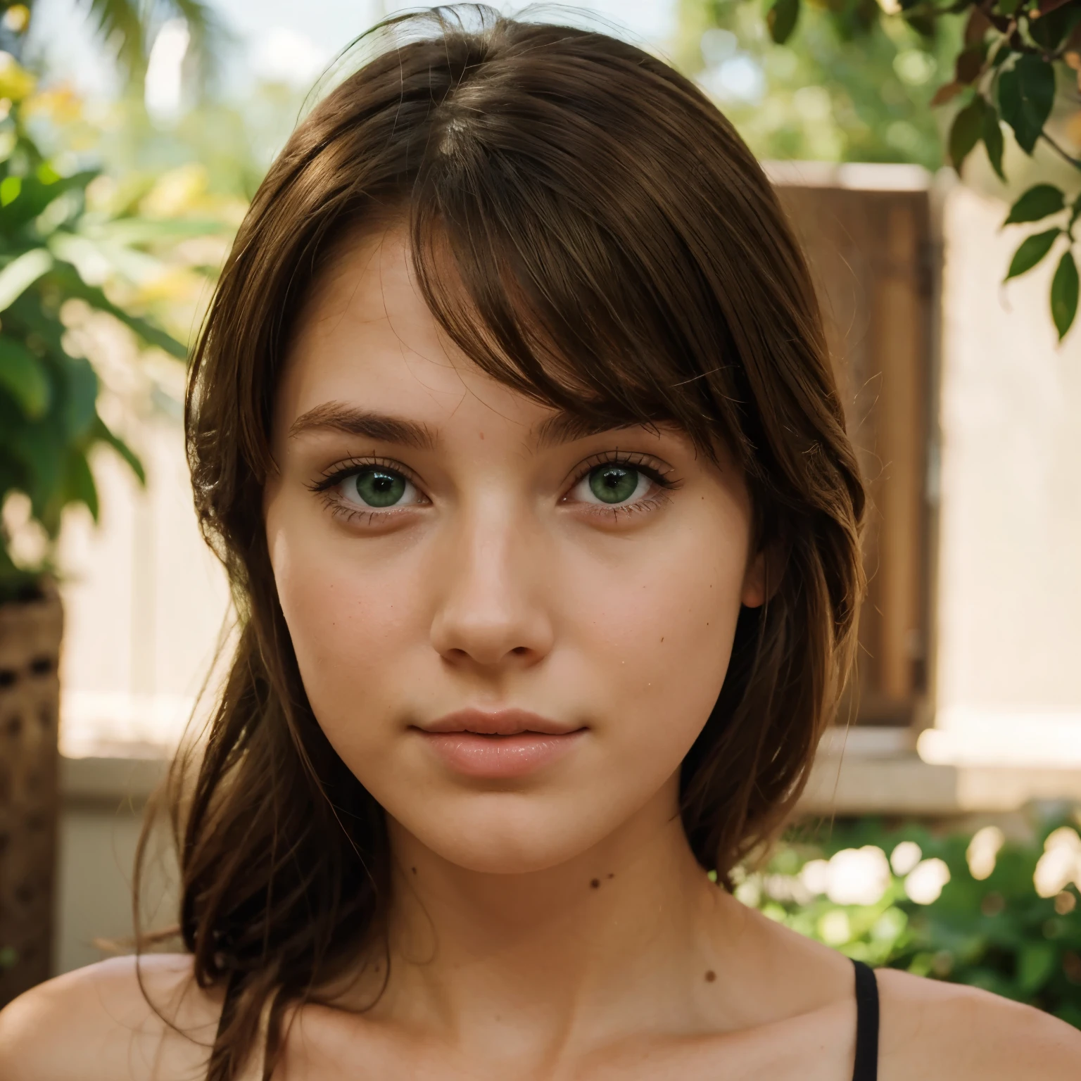 Girl with brown hair green eyes fair skin