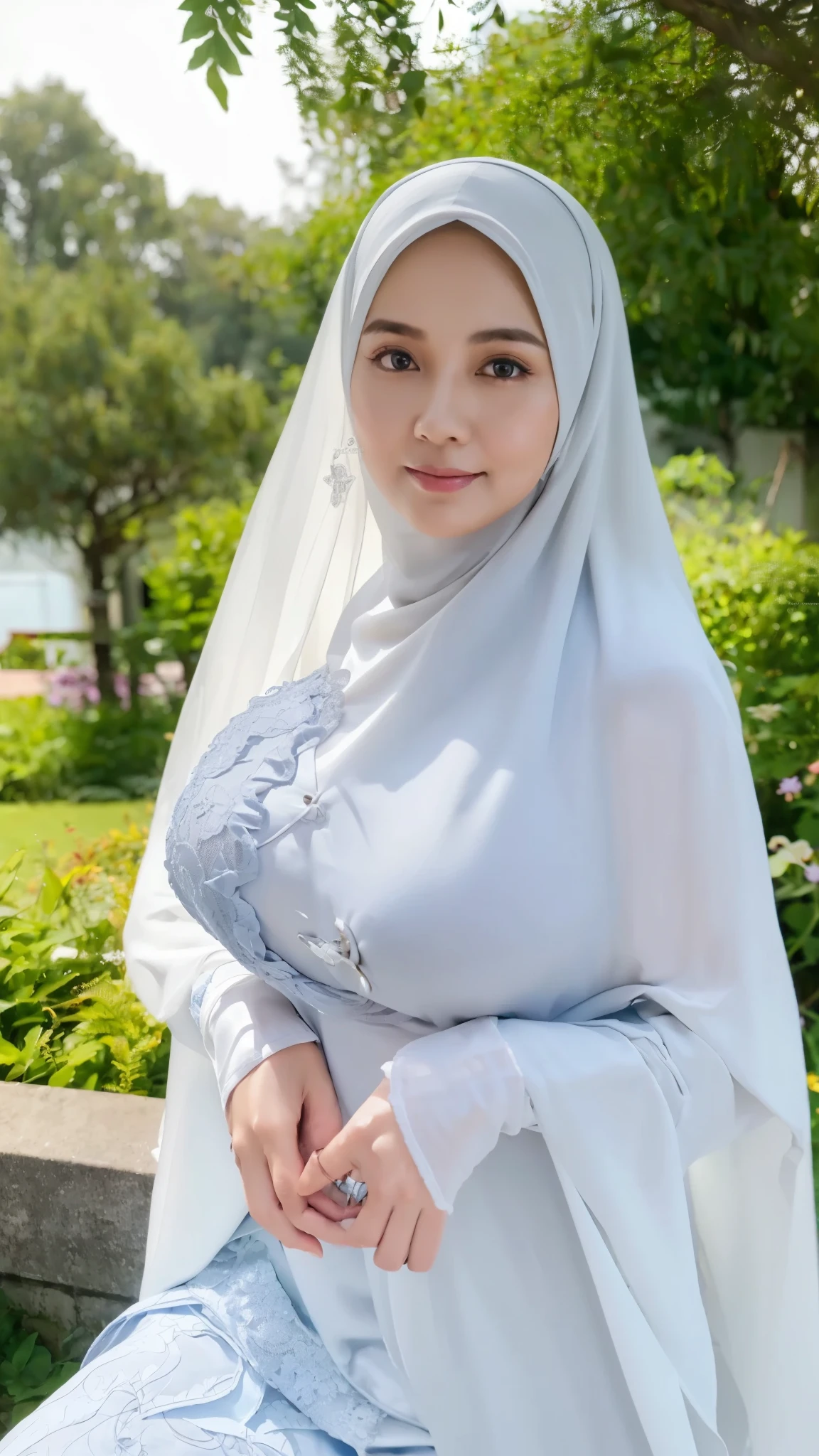 50 years Old, Hijab Indonesian mature woman, Big Tits : 66.9, Gamis, Breast out from her clothes : 1.9, at doctor office, Dark light, at Nighttime