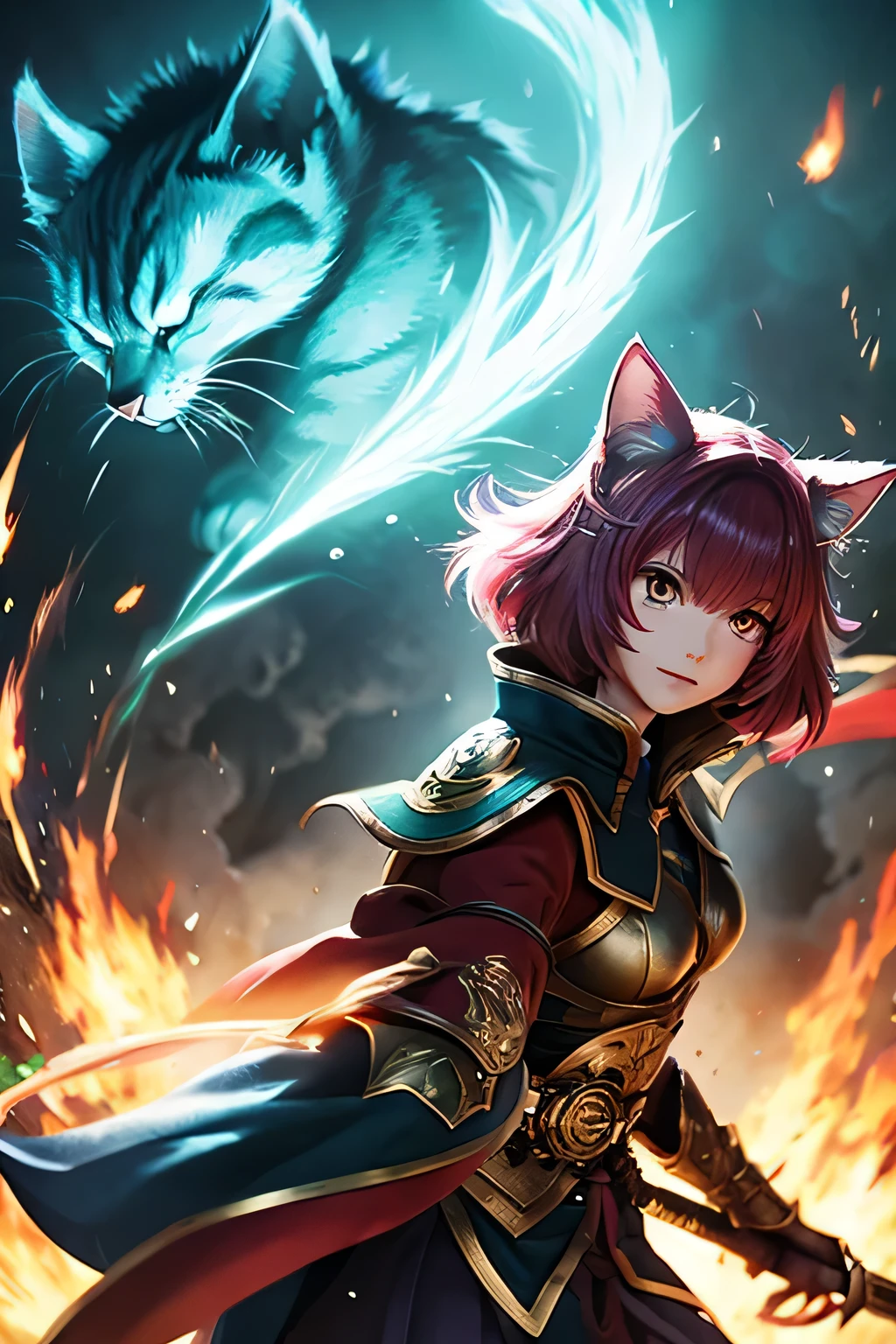 Cat Beast、Fantasy、battle、Japanese anime style