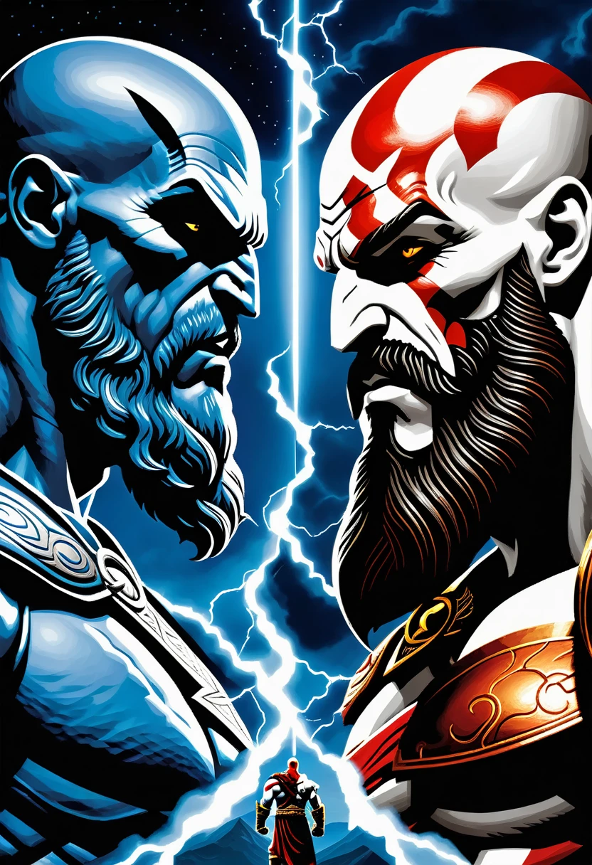A visual representation of the unlikely alliance between Kratos and the gods of Olympus, showing them side by side, ready to face the threat of Kronos together. Each god displaying his own unique power in preparation for the impending battle.