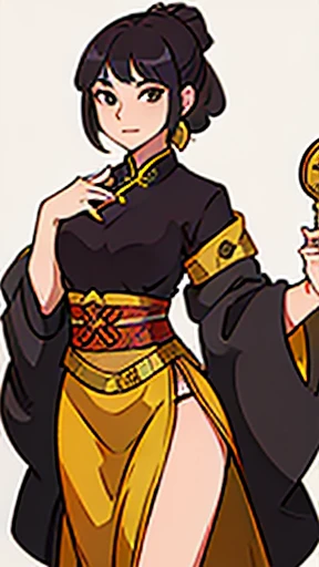 Ancient Chinese woman standing in snakeskin skirt